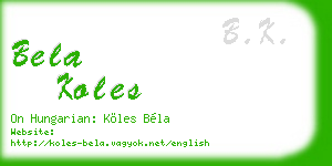 bela koles business card