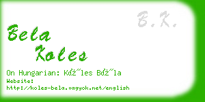 bela koles business card